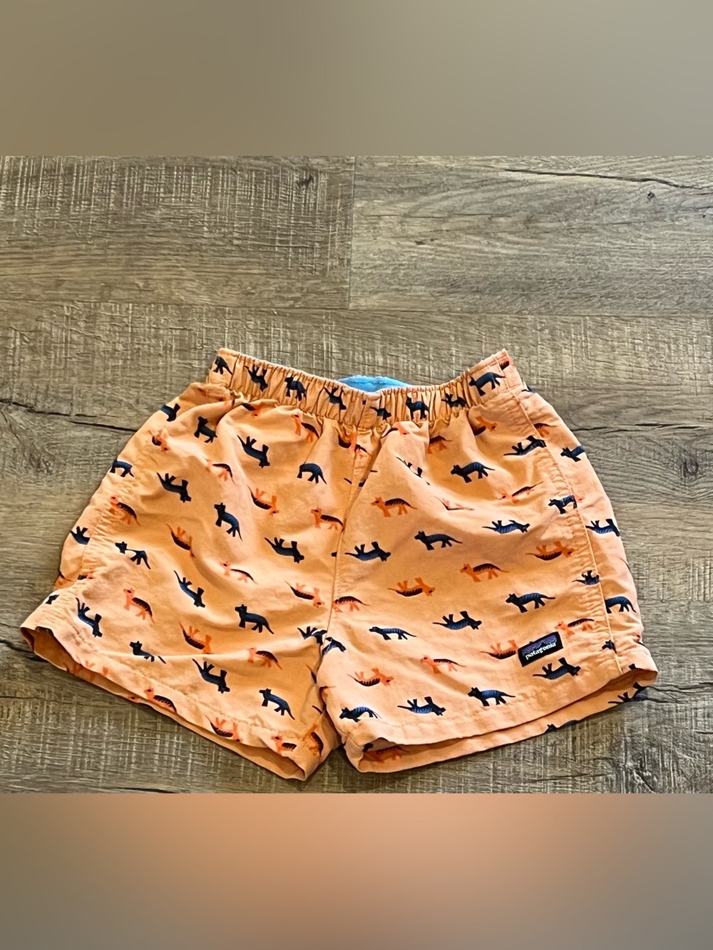 Patagonia baby boy 12-18 mo Blue Trim Peach Shorts with Print water resistant